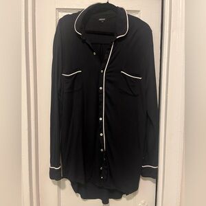 Super soft warm and cozy long woman’s navy pj shirt by BLEUSALT